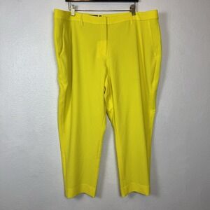 Wildfang Empower Crepe Slim Crop Pants Women's 20 Yellow Trouser Pant Business